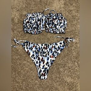 Leopard Bandeau Brazilian Bikini Set size XL NWOT